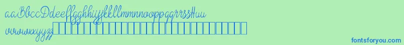 Bokretan Demo-Schriftart – Blaue Schriften auf grünem Hintergrund