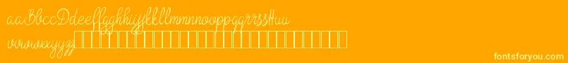 Bokretan Demo-Schriftart – Gelbe Schriften auf orangefarbenem Hintergrund