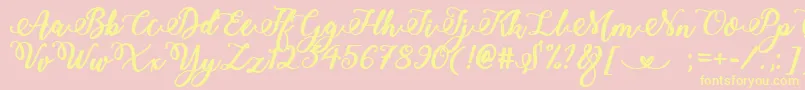 Bold  Stylish Calligraphy-Schriftart – Gelbe Schriften auf rosa Hintergrund