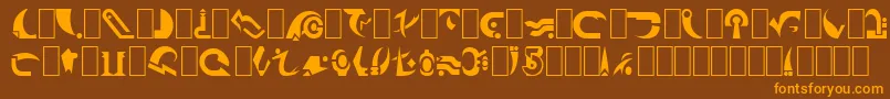 フォントBabcent – オレンジ色の文字が茶色の背景にあります。
