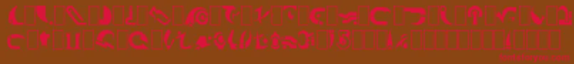 フォントBabcent – 赤い文字が茶色の背景にあります。