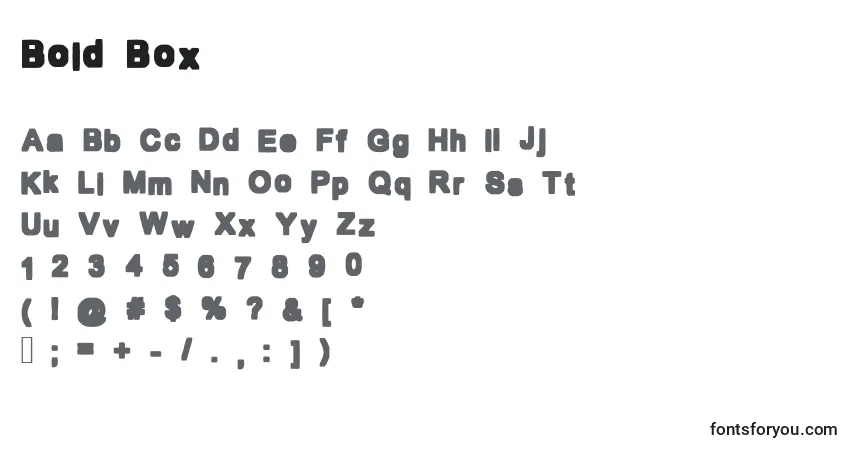 Schriftart Bold Box – Alphabet, Zahlen, spezielle Symbole