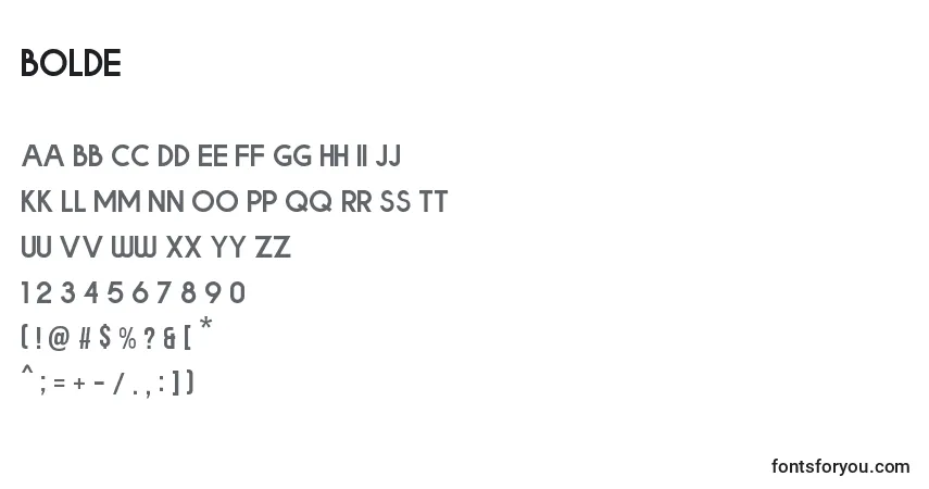 Czcionka BOLDE – alfabet, cyfry, specjalne znaki