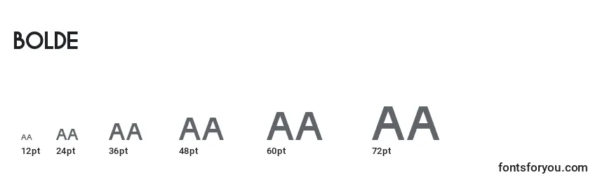 BOLDE Font Sizes