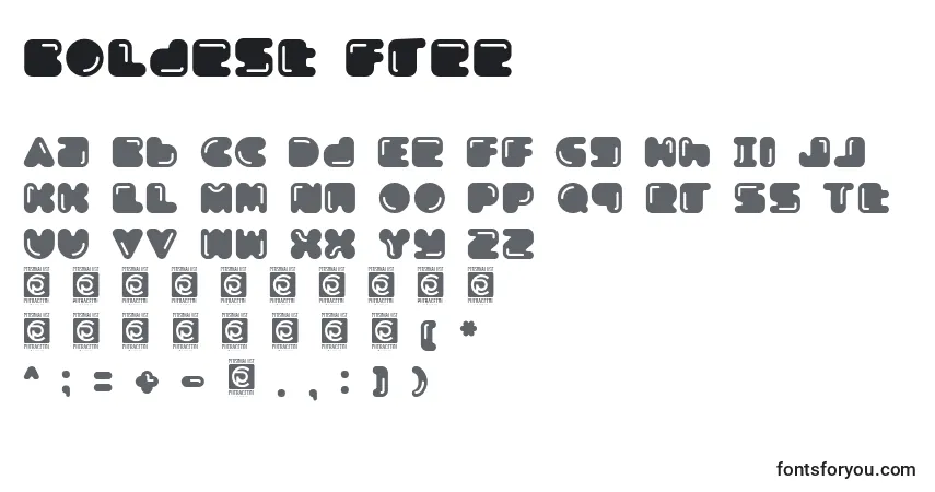 Czcionka Boldest Free – alfabet, cyfry, specjalne znaki