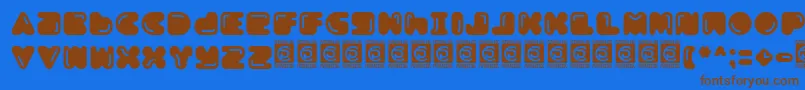 フォントBoldest Free – 茶色の文字が青い背景にあります。