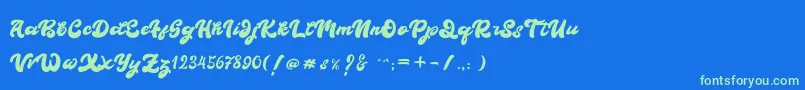 Weitere Informationen zur Boldie-Schriftart Boldie-Schriftart – Grüne Schriften auf blauem Hintergrund
