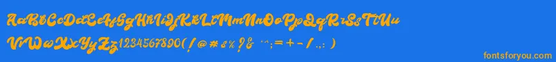Boldie-Schriftart – Orangefarbene Schriften auf blauem Hintergrund