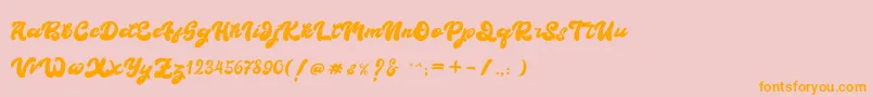 Boldie-Schriftart – Orangefarbene Schriften auf rosa Hintergrund