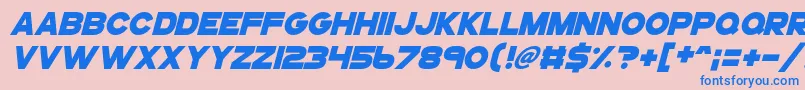 Fonte Gogoposterpunchitalic – fontes azuis em um fundo rosa