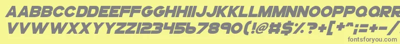 Gogoposterpunchitalic-fontti – harmaat kirjasimet keltaisella taustalla