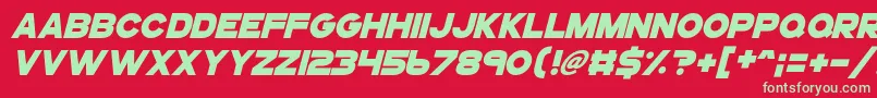 フォントGogoposterpunchitalic – 赤い背景に緑の文字