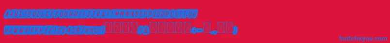 BoldiesoLehonu-Schriftart – Blaue Schriften auf rotem Hintergrund