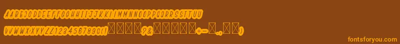 フォントBoldiesoLehonu – オレンジ色の文字が茶色の背景にあります。