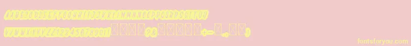 Fonte BoldiesoLehonu – fontes amarelas em um fundo rosa