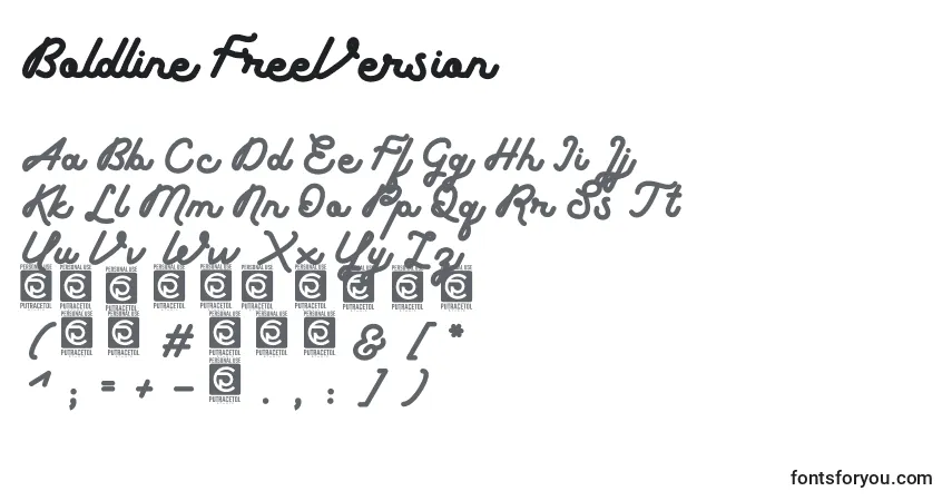 Czcionka Boldline FreeVersion – alfabet, cyfry, specjalne znaki
