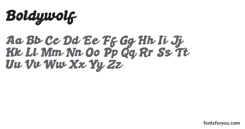 A fonte Boldywolf – alfabeto, números, caracteres especiais