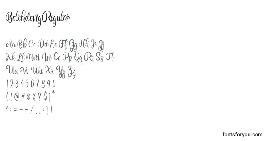 Schriftart BolehdongRegular – Alphabet, Zahlen, spezielle Symbole