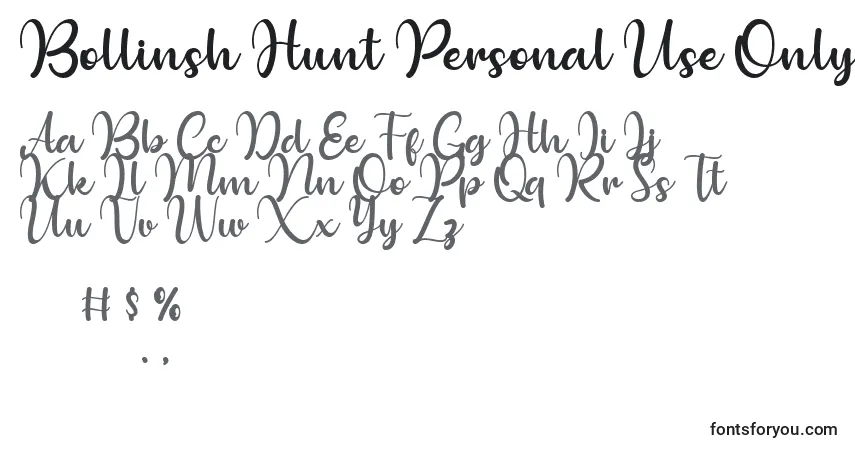 Schriftart Bollinsh Hunt Personal Use Only – Alphabet, Zahlen, spezielle Symbole