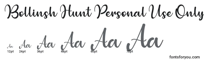 Bollinsh Hunt Personal Use Only Font Sizes