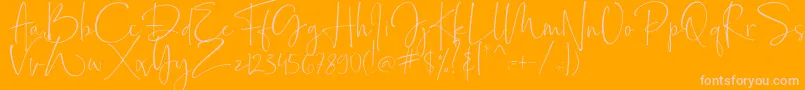 Bollivia Rosilla Demo-Schriftart – Rosa Schriften auf orangefarbenem Hintergrund