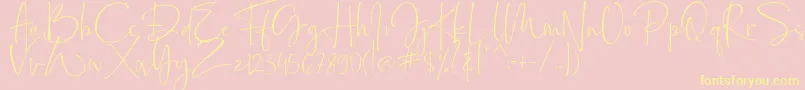 Bollivia Rosilla Demo-Schriftart – Gelbe Schriften auf rosa Hintergrund