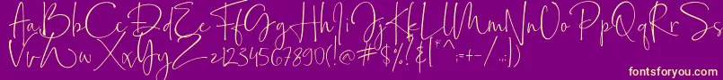 Шрифт Bollivia Rosilla Demo – жёлтые шрифты на фиолетовом фоне