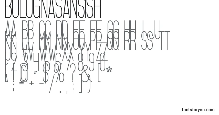 Шрифт BolognaSansish – алфавит, цифры, специальные символы