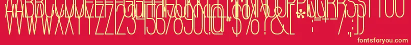 BolognaSansish-Schriftart – Gelbe Schriften auf rotem Hintergrund