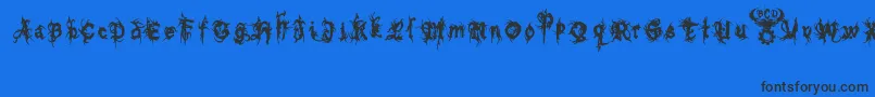 bolt cutter nasty-Schriftart – Schwarze Schriften auf blauem Hintergrund