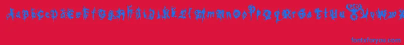 bolt cutter nasty-Schriftart – Blaue Schriften auf rotem Hintergrund