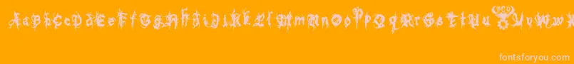 bolt cutter nasty-Schriftart – Rosa Schriften auf orangefarbenem Hintergrund