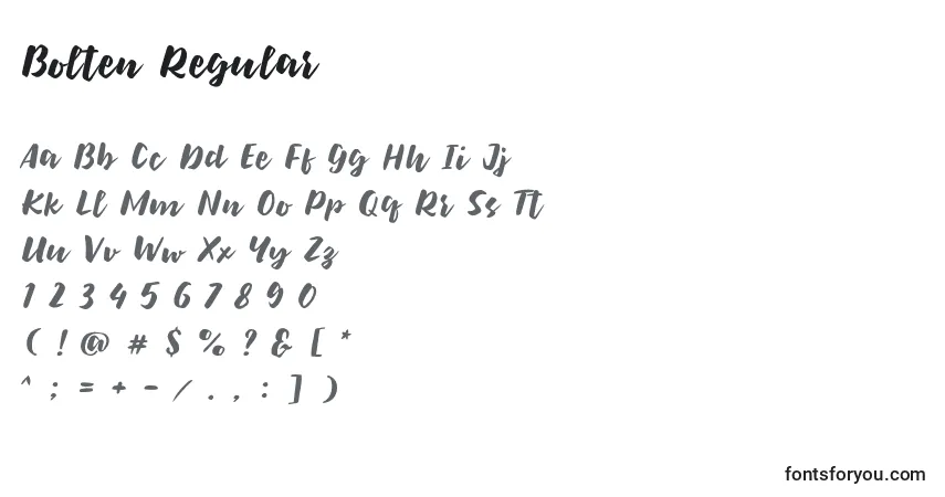 Schriftart Bolten Regular – Alphabet, Zahlen, spezielle Symbole