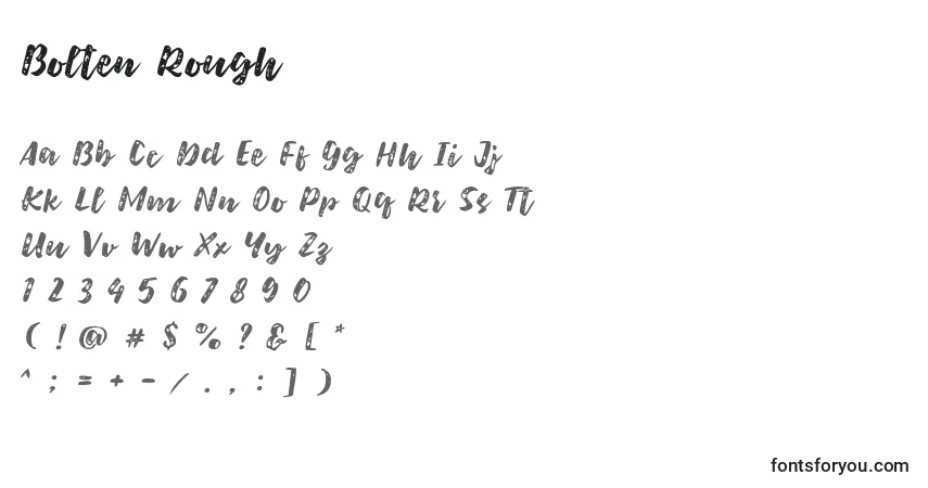 Czcionka Bolten Rough – alfabet, cyfry, specjalne znaki