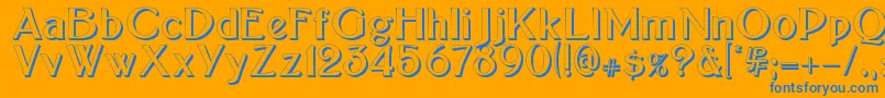 Bolton sans embossed-Schriftart – Blaue Schriften auf orangefarbenem Hintergrund