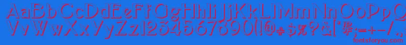 Bolton sans embossed-Schriftart – Rote Schriften auf blauem Hintergrund