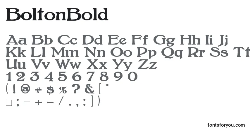 Schriftart BoltonBold (121808) – Alphabet, Zahlen, spezielle Symbole
