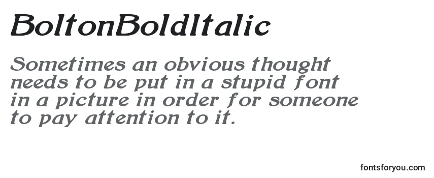 BoltonBoldItalic (121809) -fontin tarkastelu