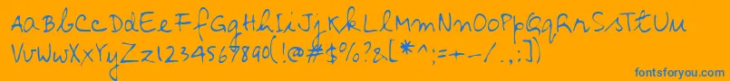 Lehn137-Schriftart – Blaue Schriften auf orangefarbenem Hintergrund