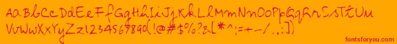 Lehn137-Schriftart – Rote Schriften auf orangefarbenem Hintergrund