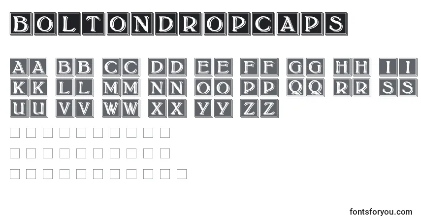Schriftart BoltonDropCaps (121810) – Alphabet, Zahlen, spezielle Symbole