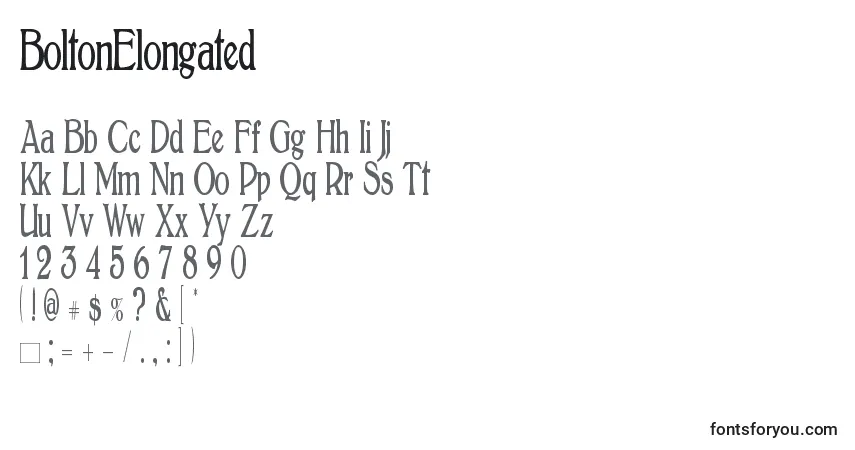 Schriftart BoltonElongated (121811) – Alphabet, Zahlen, spezielle Symbole