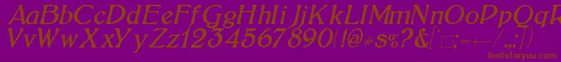 フォントBoltonItalic – 紫色の背景に茶色のフォント
