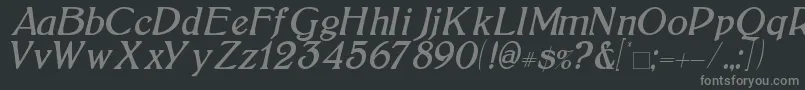 BoltonItalic-fontti – harmaat kirjasimet mustalla taustalla