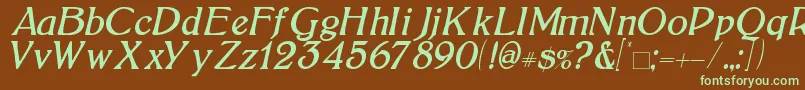 BoltonItalic-fontti – vihreät fontit ruskealla taustalla