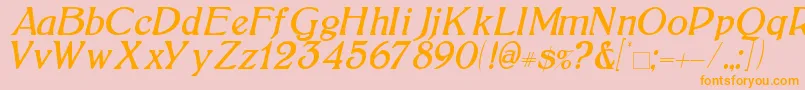 Police BoltonItalic – polices orange sur fond rose