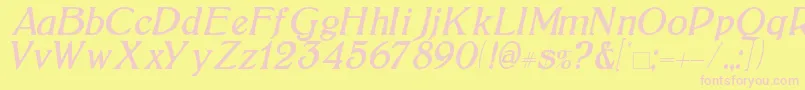 BoltonItalic-fontti – vaaleanpunaiset fontit keltaisella taustalla