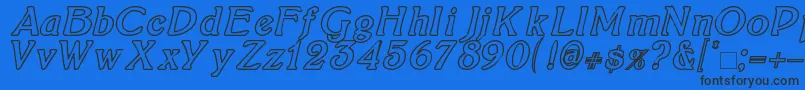 BoltonItalicOutline Font – Black Fonts on Blue Background