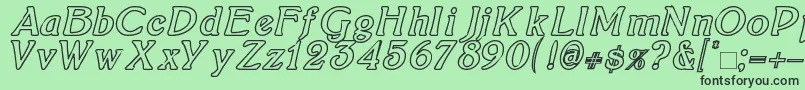 BoltonItalicOutline Font – Black Fonts on Green Background