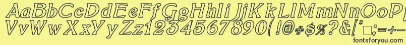 BoltonItalicOutline Font – Black Fonts on Yellow Background